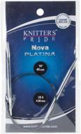 🧶 knitter's pride nova платина 16-дюймовые фиксированные круговые спицы для вязания, размер 6 (4.0 мм) логотип