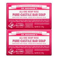 🌹 мыло dr. bronner’s pure-castile bar (роза, 5 унций, 2 штуки) - органические масла, нежное и увлажняющее, для лица, тела, волос - биоразлагаемое, вегетарианское, не тестируется на животных логотип