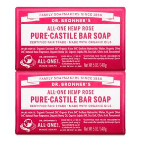 img 4 attached to 🌹 Мыло Dr. Bronner’s Pure-Castile Bar (Роза, 5 унций, 2 штуки) - Органические масла, Нежное и Увлажняющее, для лица, тела, волос - Биоразлагаемое, Вегетарианское, Не тестируется на животных