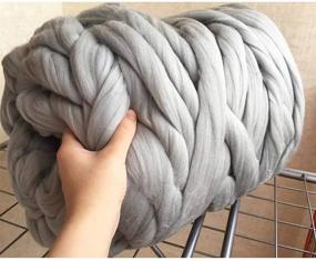 img 3 attached to 🧶 Premium Light Grey Chunky Merino Wool Yarn: 8 lbs. Bulky Roving for DIY Hand Knit Blanket Throw - by Clootess