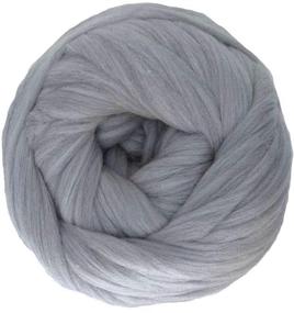 img 4 attached to 🧶 Premium Light Grey Chunky Merino Wool Yarn: 8 lbs. Bulky Roving for DIY Hand Knit Blanket Throw - by Clootess