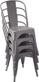 img 4 attached to 🪑 4-Piece Set Metal Dining Chairs by Amazon Basics - Dark Grey Color