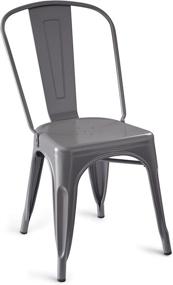 img 3 attached to 🪑 4-Piece Set Metal Dining Chairs by Amazon Basics - Dark Grey Color