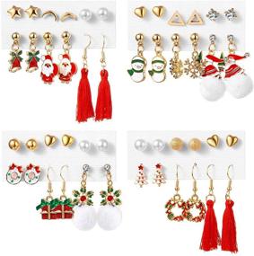 img 4 attached to Christmas Earrings Hypoallergenic Jewelry Holiday