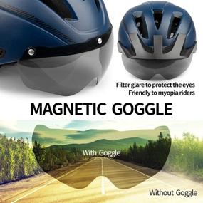 img 3 attached to 🚴 SUNRIMOON Bike Helmet for Adults with USB Rechargeable Light, Road & Mountain Bicycle Helmet including Magnetic Goggles & Detachable Visor - Adjustable Size for Men and Women (22.44-24.41 Inches)