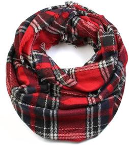 img 3 attached to Grey Tartan Winter Infinity Plaid Scarf by Scarfands