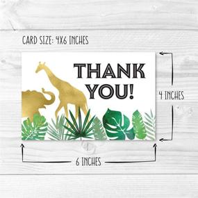 img 1 attached to 🦒 Jungle Safari Thank You Cards for Kids or Baby Showers - Set of 24 | Greenery, Gold, and Zoo Animal Giraffe Theme | 4x6 Size with Envelopes | Perfect for Birthday Parties and Gratitude Notes