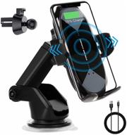 auto-clamping wireless car charger mount | fast qi charging car phone holder | dash air vent compatible with iphone 12/11/pro/max/x/8, samsung s10/s10+/s9/s9+/note | 10w/7.5w logo