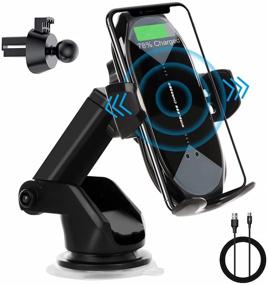 img 4 attached to Auto-Clamping Wireless Car Charger Mount | Fast Qi Charging Car Phone Holder | Dash Air Vent Compatible with iPhone 12/11/Pro/Max/X/8, Samsung S10/S10+/S9/S9+/Note | 10W/7.5W