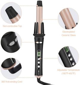 img 1 attached to 💁 Automatic Hair Curling Wand, Curling Iron Hair Curler with Instant Ceramic Heat, 1 inch Barrel, LCD Temp Display, 30s Fast Heat-Up, Dual Voltage 110v-220v