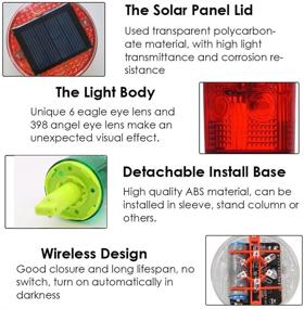 img 3 attached to Aolyty Solar Strobe Warning Light 360 Degree Single Column Super Bright Waterproof IP48 For Construction Traffic Dock Marine Wireless Light Control Flashing (Red)