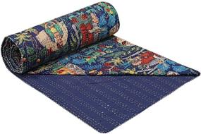 img 1 attached to Boho Bedding Queen Size Bed Cover - Indian Handmade Frida Kantha Quilt with New Frida Kahlo Print