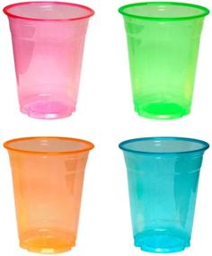 img 4 attached to 🍹 40-Count Assorted Neon Soft Plastic Party Cups/Tumblers - Party Essentials, 12-Ounce