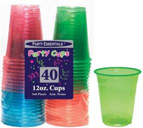 img 3 attached to 🍹 40-Count Assorted Neon Soft Plastic Party Cups/Tumblers - Party Essentials, 12-Ounce