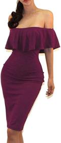 img 1 attached to 👗 Stunning Vivicastle USA Off Shoulder Ruffle Bodycon Midi Dress for Women