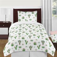 🌸 pink and green boho watercolor twin sheet set: cactus floral collection - 3 piece set logo