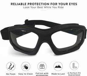 img 2 attached to 🏍️ Clear Motorcycle Riding Goggles: Heavy-Duty No Foam Design for Optimal Vision & Protection. Hard Case, Microfiber Cloth & Pouch Included