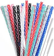 incredible 55-pack alink reusable hard plastic straws: unbreakable, 9 🥤 inches colored replacement straws with cleaning brush for tumblers & jars logo