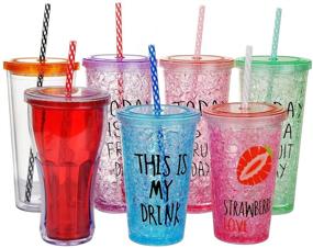 img 2 attached to Incredible 55-Pack ALINK Reusable Hard Plastic Straws: Unbreakable, 9 🥤 inches Colored Replacement Straws with Cleaning Brush for Tumblers & Jars