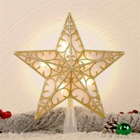 img 4 attached to 🌟 Golden Juegoal Star Tree Topper with 10 Warm White LED Lights - Lighted Christmas Tree Decorations