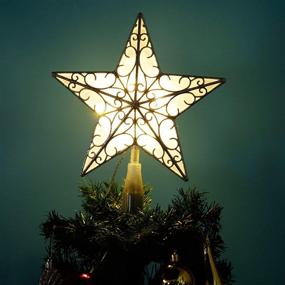 img 3 attached to 🌟 Golden Juegoal Star Tree Topper with 10 Warm White LED Lights - Lighted Christmas Tree Decorations
