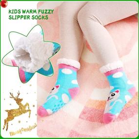 img 2 attached to Soft & Cozy Slipper Socks for Kids | Warm Winter Fleece Home Socks with Non-Skid Soles