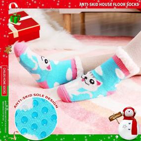 img 1 attached to Soft & Cozy Slipper Socks for Kids | Warm Winter Fleece Home Socks with Non-Skid Soles