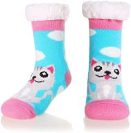 soft & cozy slipper socks for kids | warm winter fleece home socks with non-skid soles logo