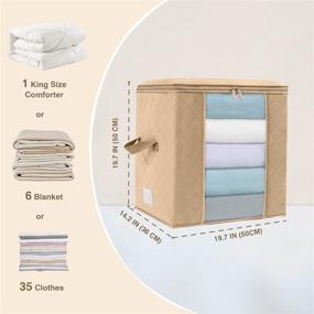 img 3 attached to 👚 Enther Odorless Clothes Storage Bag - Convenient Organizers for Comforters, Blankets, and Bedding - Foldable with Reinforced Handles, Full Access Zipper, Viewing Window - 3 Pack, Beige