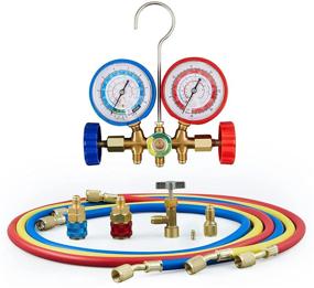img 4 attached to Orion Motor Tech AC Gauges: Complete 3-Way Automotive AC Manifold Gauge Set with Hoses, Couplers & Adapter for R134a R12 R22 R502 - Freon Recharge Kit for HVAC