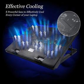 img 3 attached to 💻 Laptop Cooler Cooling Pad with 5 Quiet Blue LED Fans - Up to 17 Inch Notebooks, Adjustable Stand, 2 USB Ports - Gaming Cooler Pads