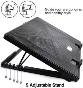 img 1 attached to 💻 Laptop Cooler Cooling Pad with 5 Quiet Blue LED Fans - Up to 17 Inch Notebooks, Adjustable Stand, 2 USB Ports - Gaming Cooler Pads