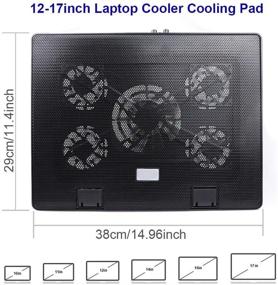img 2 attached to 💻 Laptop Cooler Cooling Pad with 5 Quiet Blue LED Fans - Up to 17 Inch Notebooks, Adjustable Stand, 2 USB Ports - Gaming Cooler Pads