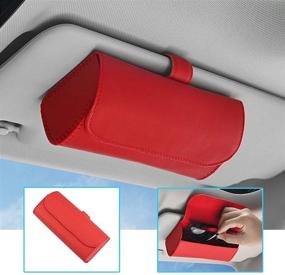 img 4 attached to 🕶️ YIEUS Glasses Holder for Car Sun Visor – Sunglasses & Eyeglasses Clip Organizer Case in Red – Interior Car Accessories for All Car Models