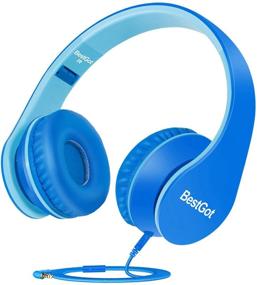 img 4 attached to 🎧 Top-rated BestGot Children Kids Headphones: Volume Control, Built-in Mic, Foldable Design, Wired Blue