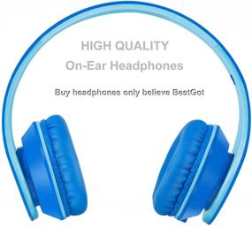 img 1 attached to 🎧 Top-rated BestGot Children Kids Headphones: Volume Control, Built-in Mic, Foldable Design, Wired Blue