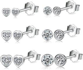 img 4 attached to Girls' Hypoallergenic Sterling Silver Zirconia Earrings