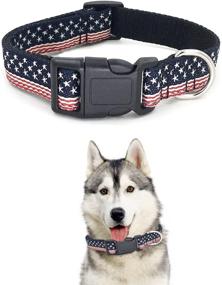 img 2 attached to USA Flag Nylon Dog Collar - Patriotic, Fourth of July Independence Day, Adjustable for Small Puppy Medium Large Breeds