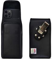 🐢 turtleback belt case - iphone 13 pro max / 12 pro max vertical holster in black leather | heavy duty rotating belt clip logo