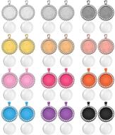 📿 48-piece rhinestone bezel pendant trays cabochon pendant setting kit - includes 25mm pendant trays and clear glass cabochons | diy jewelry making supplies for christmas and valentine's day | mixed colors logo