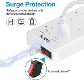 img 1 attached to 🔌 Powerful Power Strip Surge Protector with USB & Fast Charging - 10 AC Outlets, 4 USB Ports, 1875W/15A, 8ft Extension Cords - Ideal for Home Office