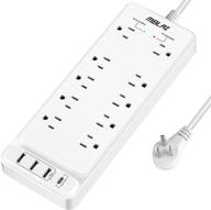 🔌 powerful power strip surge protector with usb & fast charging - 10 ac outlets, 4 usb ports, 1875w/15a, 8ft extension cords - ideal for home office logo