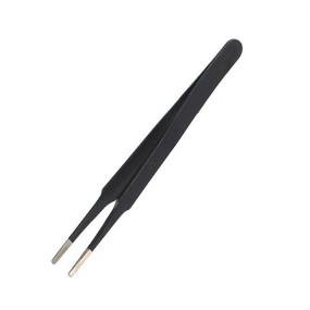 img 3 attached to 🔧 AKOAK 4 Piece ESD Tweezers Set - Anti-Static Stainless Steel Tweezers for Eyelash Extension, Electronics, and Jewelry-making - Straight and Curved Tip - Black
