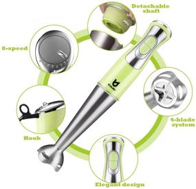 img 3 attached to 🥦 UTALENT Immersion Hand Blender 3-in-1: 8-Speed Stick Blender with Milk Frother, Egg Whisk for Coffee Milk Foam, Puree Baby Food, Smoothies, Sauces, and Soups - Green