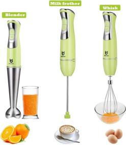 img 2 attached to 🥦 UTALENT Immersion Hand Blender 3-in-1: 8-Speed Stick Blender with Milk Frother, Egg Whisk for Coffee Milk Foam, Puree Baby Food, Smoothies, Sauces, and Soups - Green