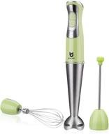 🥦 utalent immersion hand blender 3-in-1: 8-speed stick blender with milk frother, egg whisk for coffee milk foam, puree baby food, smoothies, sauces, and soups - green logo