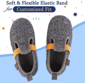 img 3 attached to Cozy Wool Felt House Shoes: Lightweight Elastic Band Slippers for Boys and Girls with Anti-Skid Rubber Sole by HomeTop