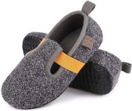 cozy wool felt house shoes: lightweight elastic band slippers for boys and girls with anti-skid rubber sole by hometop logo