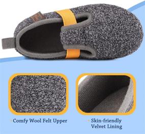 img 2 attached to Cozy Wool Felt House Shoes: Lightweight Elastic Band Slippers for Boys and Girls with Anti-Skid Rubber Sole by HomeTop