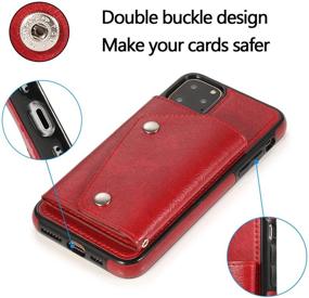 img 1 attached to 👜 Red PU Leather Wallet Case for iPhone 11 Pro with Card Holder, Neck Strap, Crossbody Chain, Handbag/Wrist Strap - LUVI Protective Cover